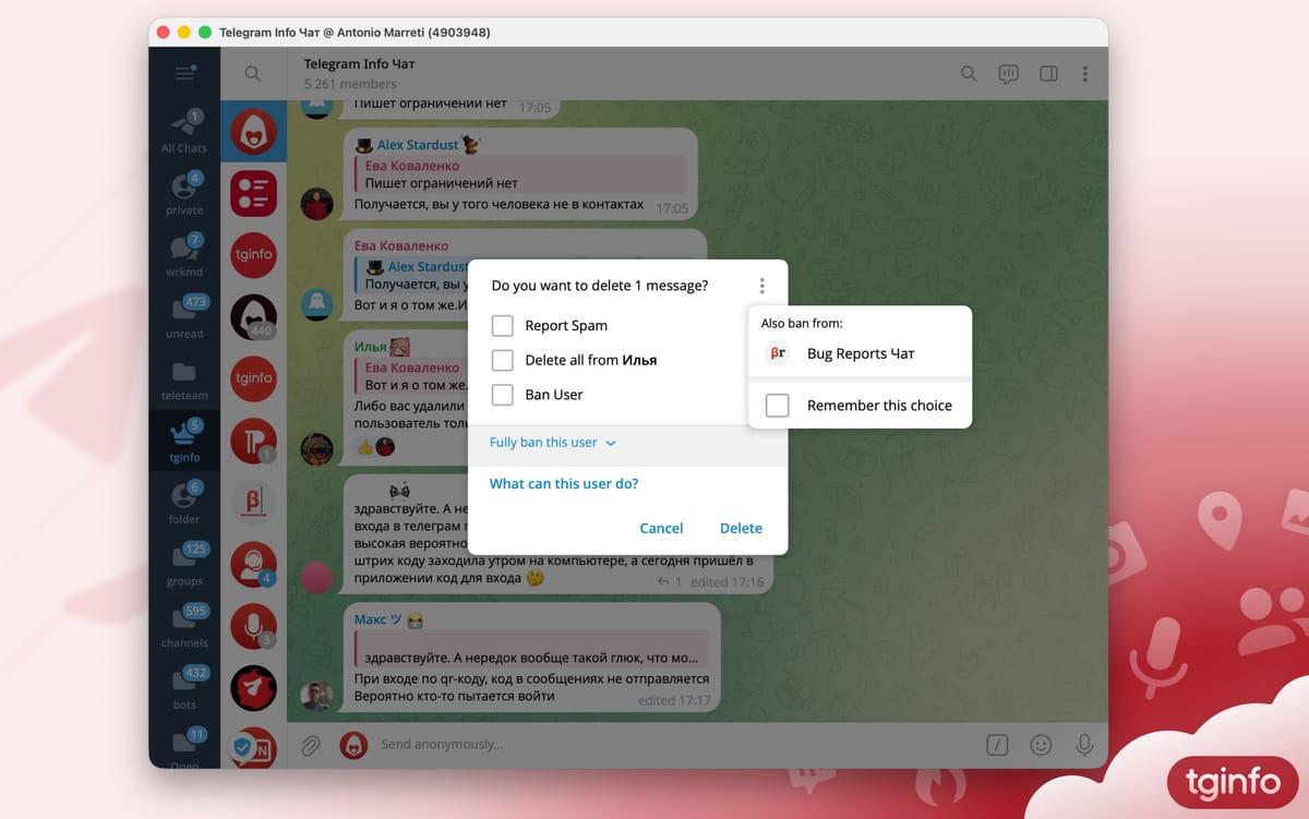 Bloqueio de usuário em todos os chats